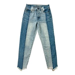 American Eagle Jeans Women's Vintage High Rise Raw Hem Blue Denim Mom Jean